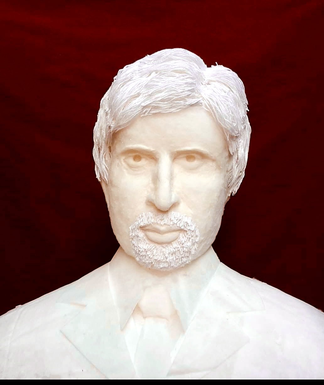Amitabh Bachchan cotton sculpture bust