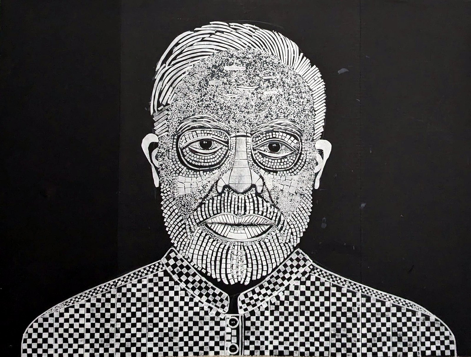 Narendra Modi cotton mosaic portrait